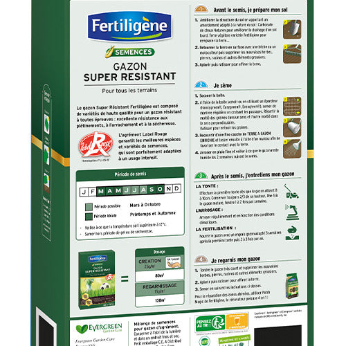 Fertiligene Gazon Super Résistant Label Rouge 1kg 40m²