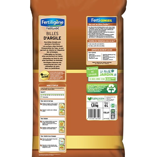 Bakker Billes d'argile Fertiligène drainage sac 6L