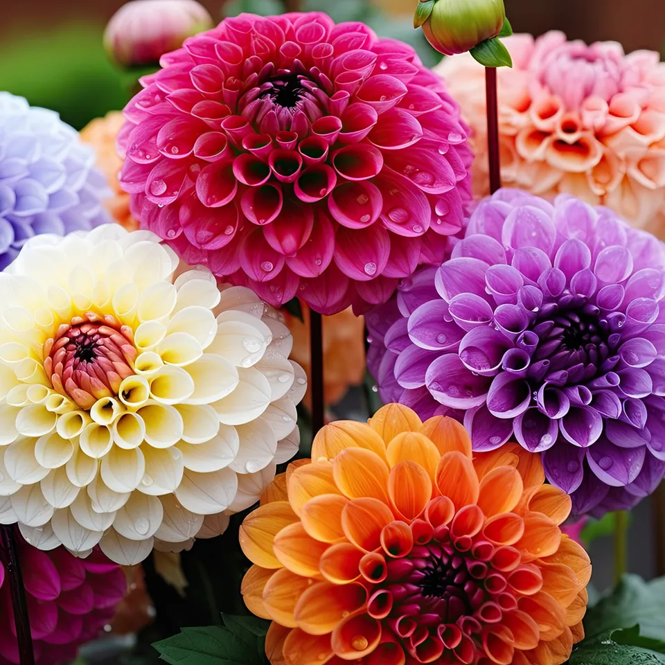 Bakker Dahlia pompon bulbe sachet 5 mélange couleur