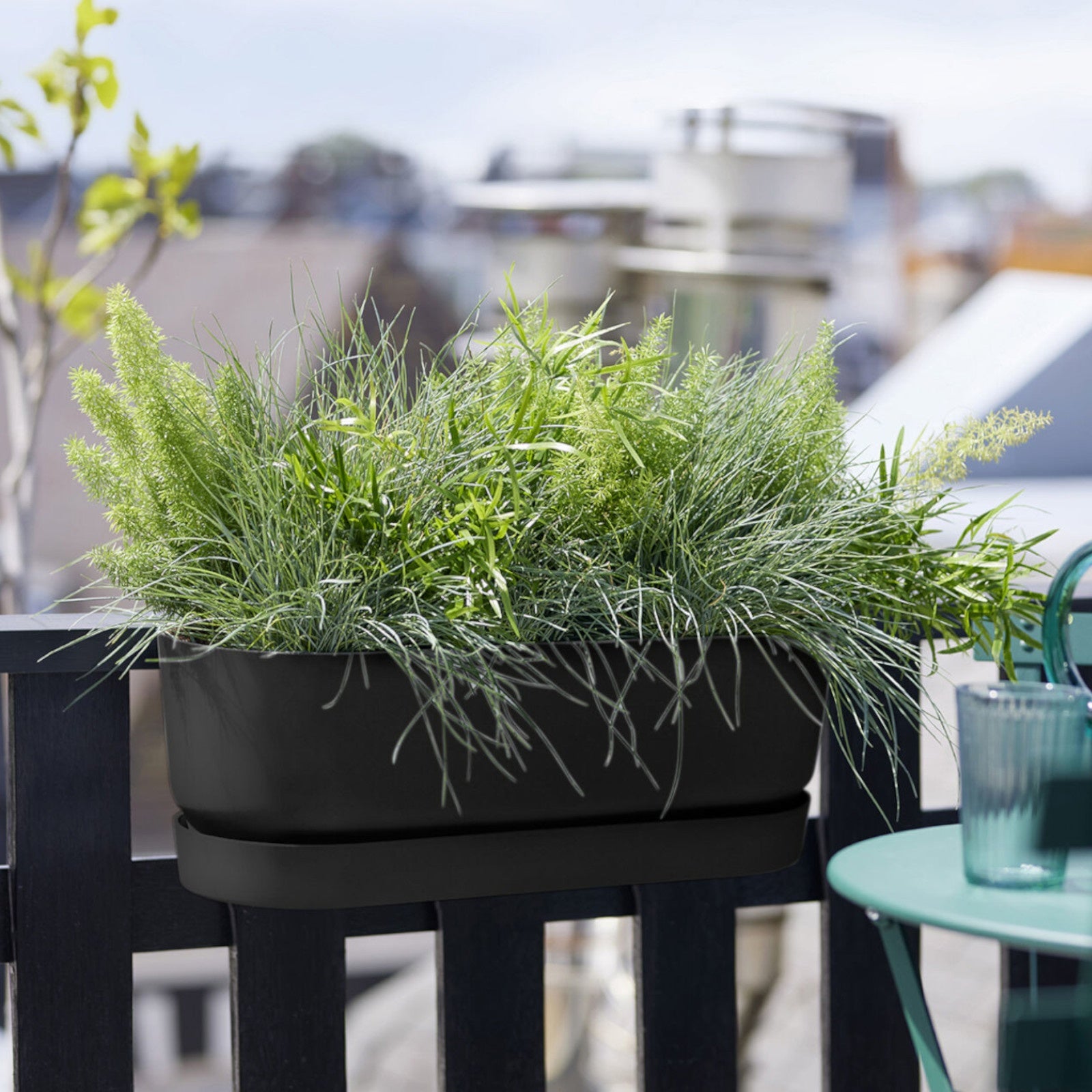 Elho Greenville Living balconnière noir 52 cm