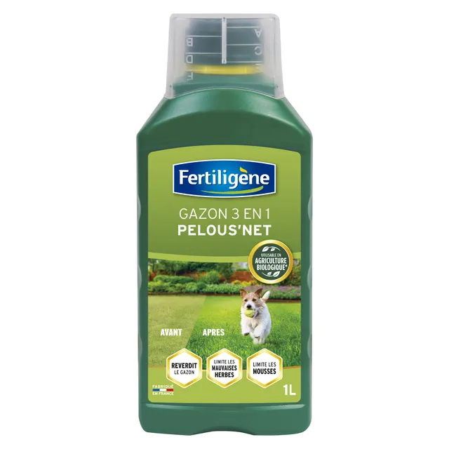 Bakker Fertiligène engrais gazon liquide 3 en 1 1L anti-mousse