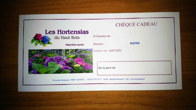 Chèque cadeau pépinière carte cadeau jardin
