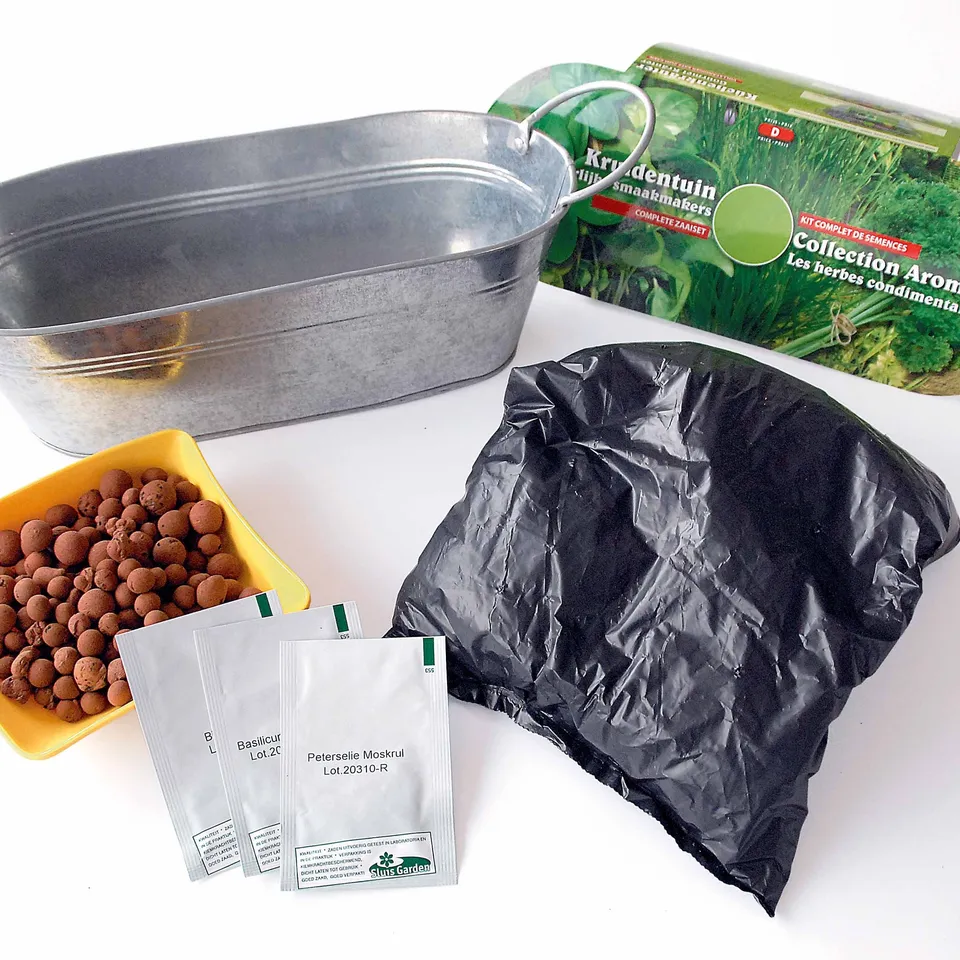 Bakker Potager kit 3 aromatiques jardinière zinc basilic