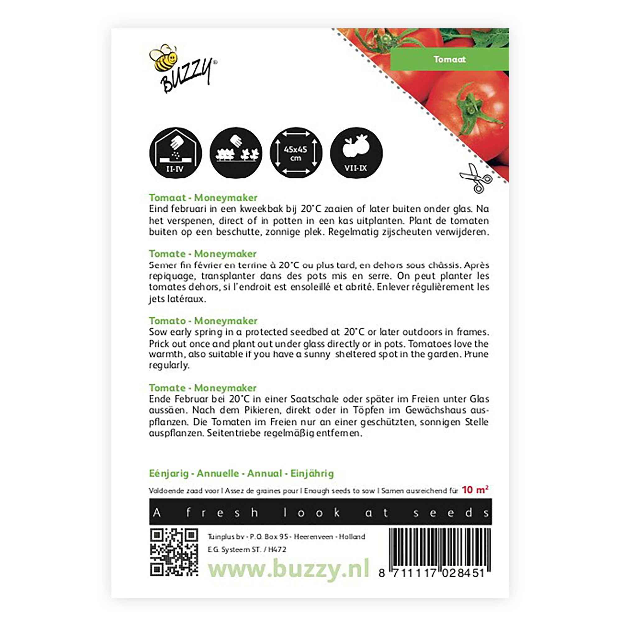 Bakker Moneymaker tomate graine sachet 0,2g récolte juillet-octobre