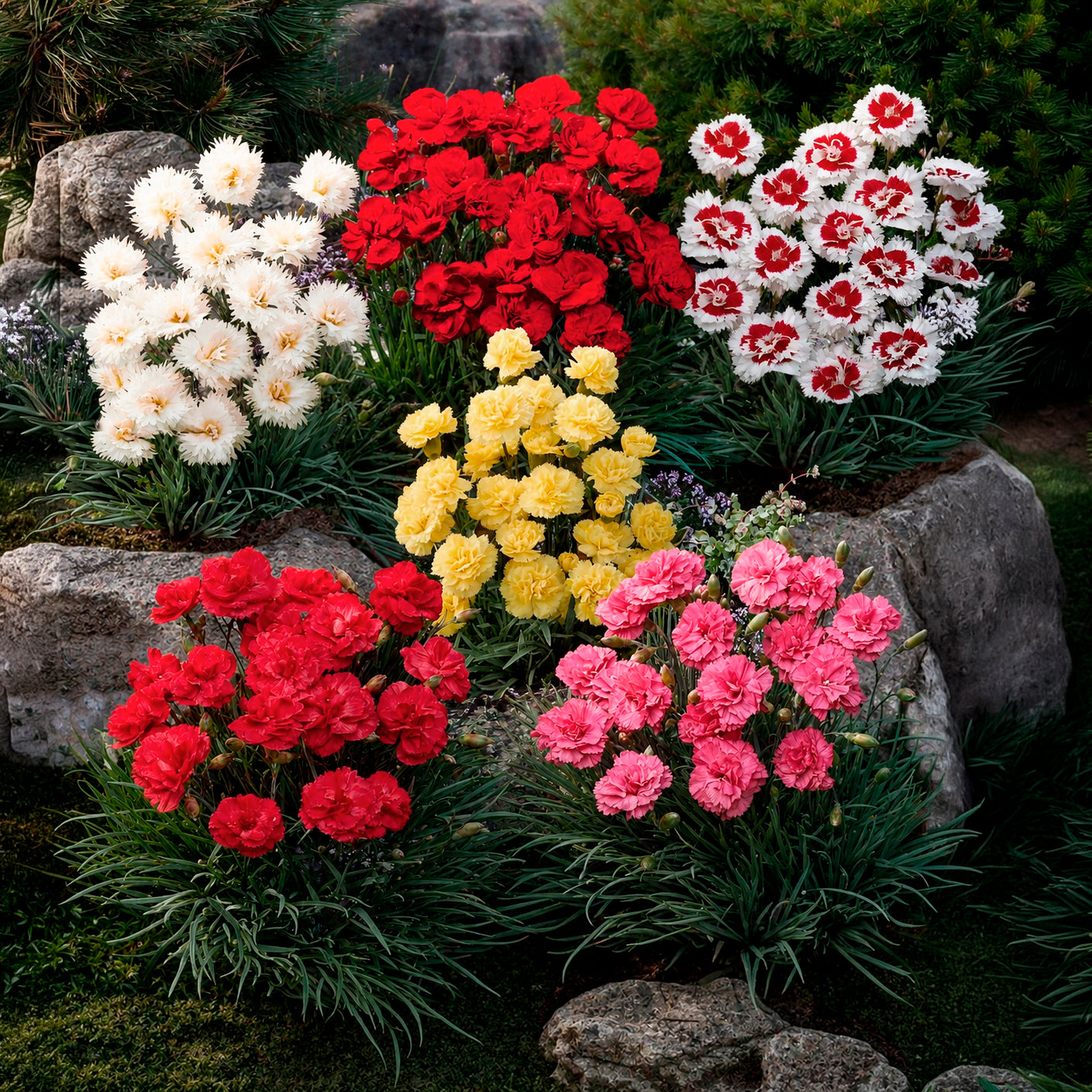 Bakker 6 Œillets nains en mélange vivace 6 pots Ø9cm