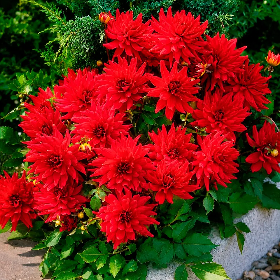 Bakker Red Pigmy dahlia cactus nain rouge 3 bulbes