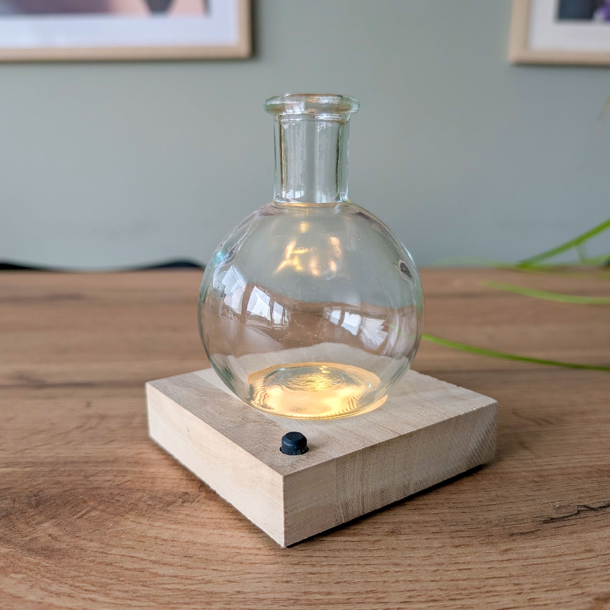 Bakker Mini Vase support bois lumineux LED pot 7cm