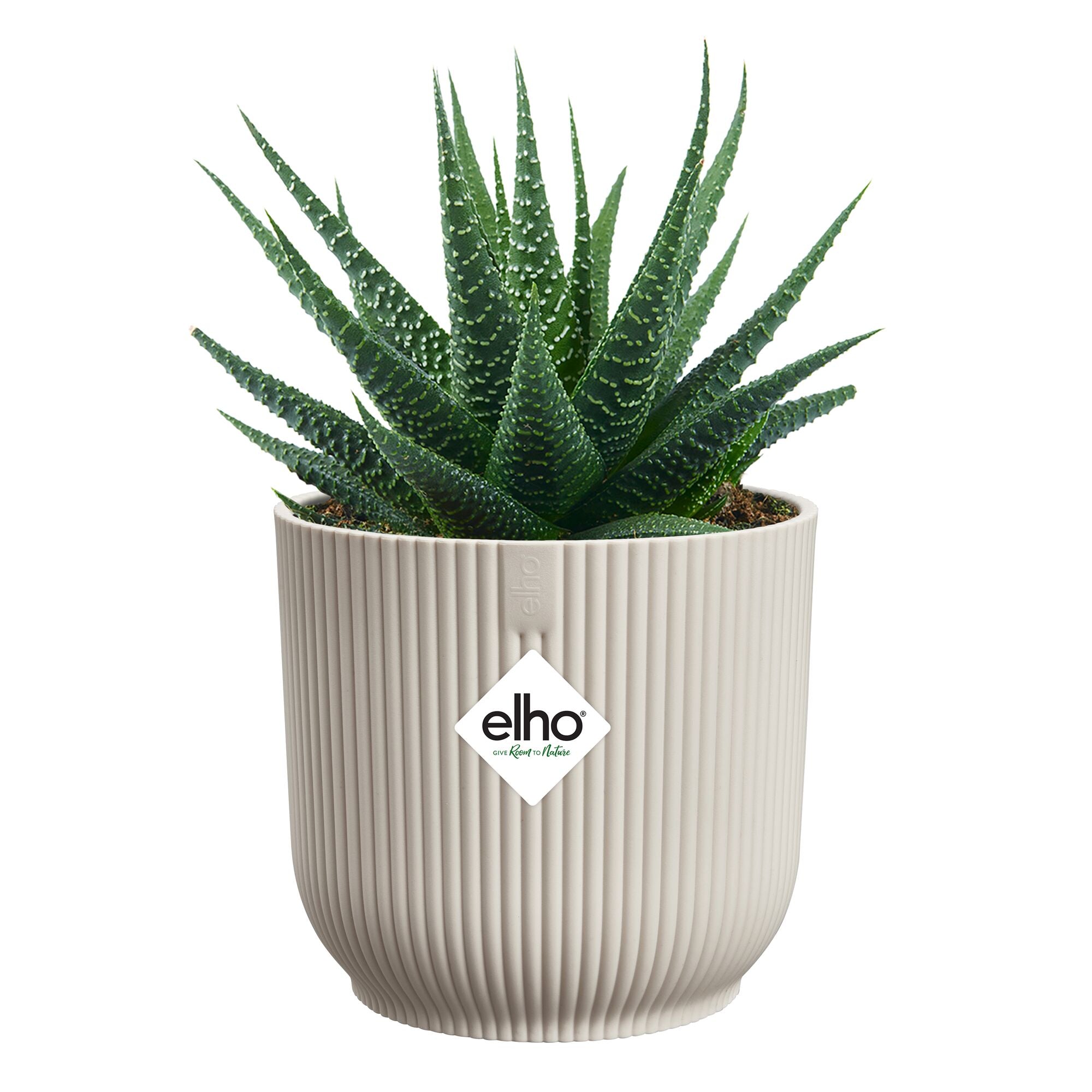 Elho Cache-pot Vibes Fold rond blanc lin plastique Ø 14cm