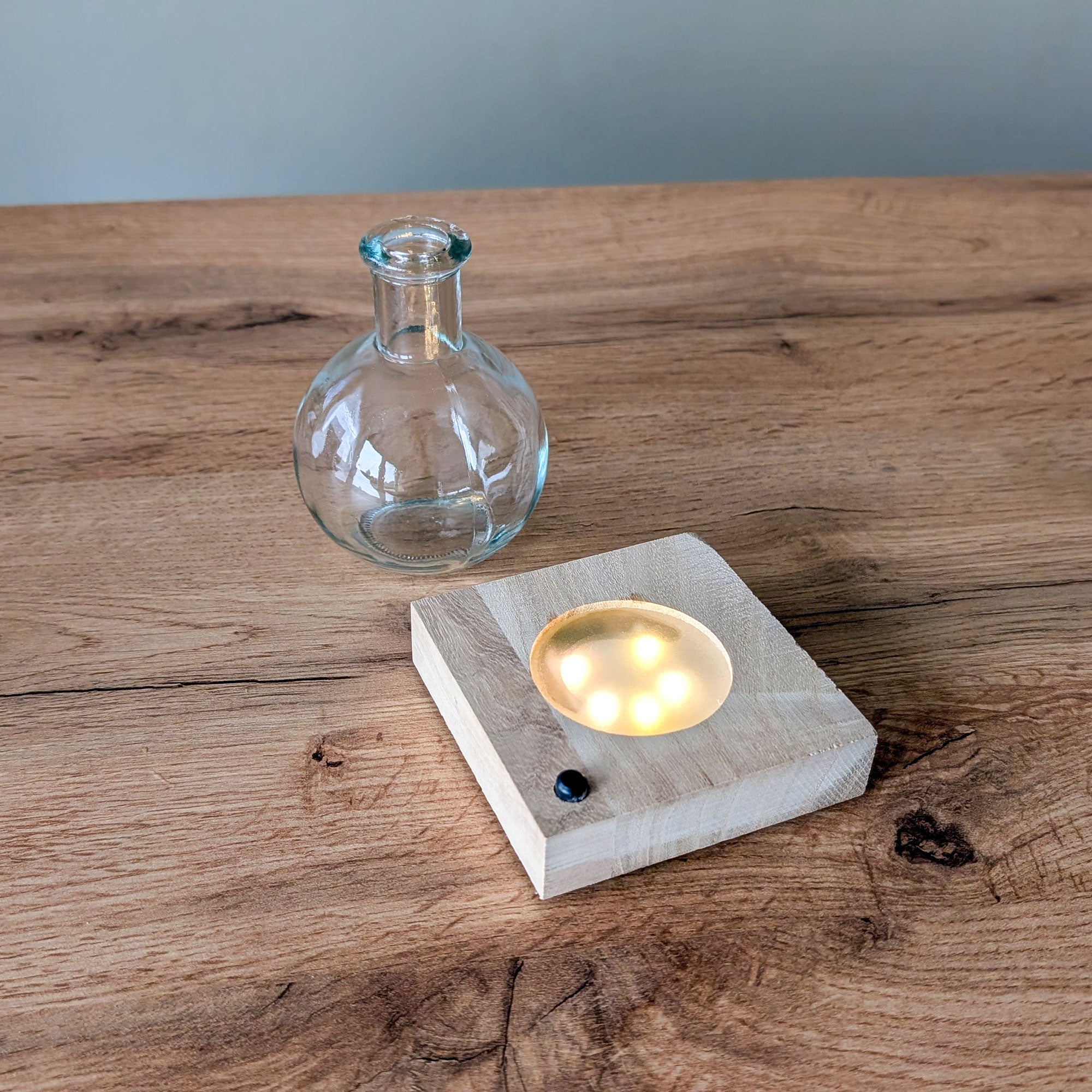 Bakker Mini Vase support bois lumineux LED pot 7cm